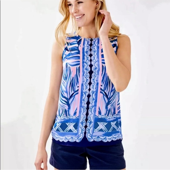 Lilly Pulitzer Iona Sleeveless Top in Pink Tropics Tint Heat Wave Sz M - Picture 3 of 12